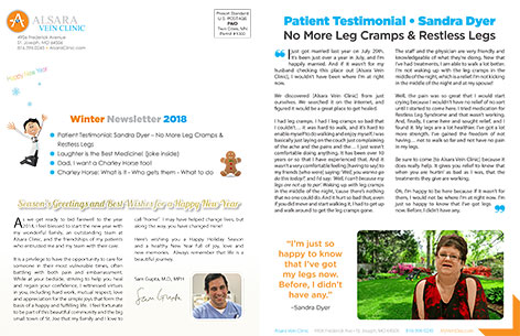 Alsara Vein Clinic Winter Newsletter 2018