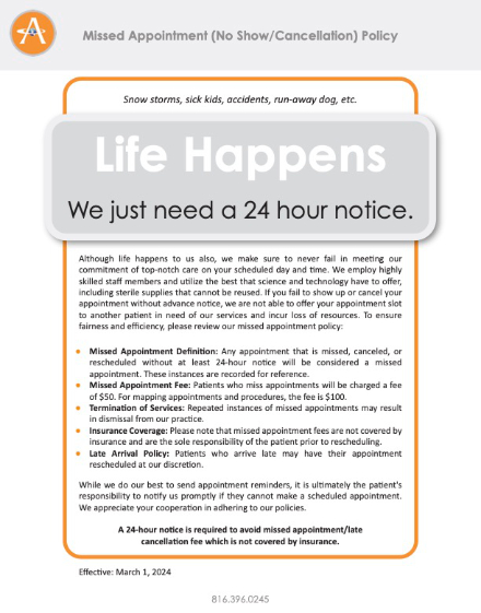 Missed Appointment/Cancellation Policy